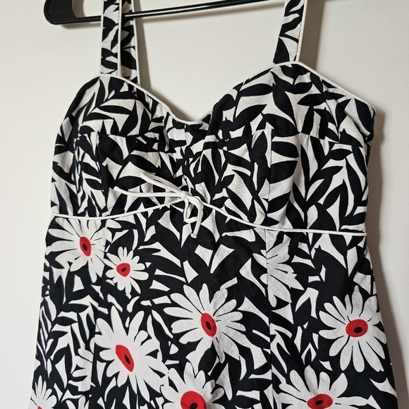 Y2k R&K cotton blend floral lined cups smocked back babydoll knee sundress - Picture 5 of 11